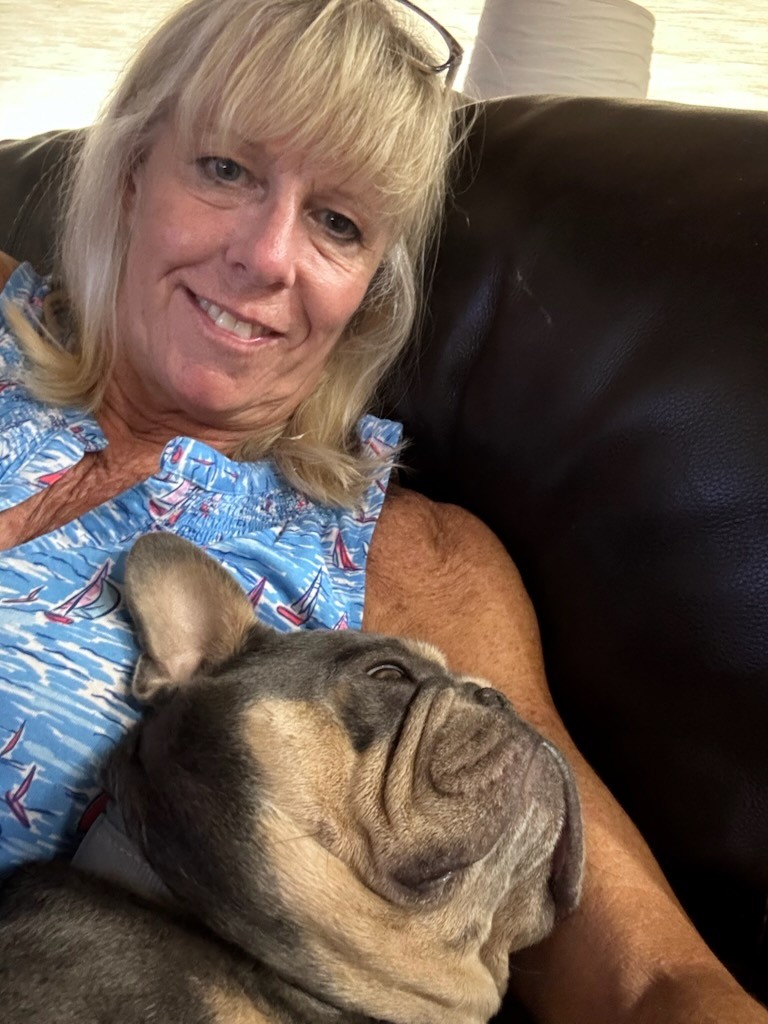 Erin with her french bulldog, Pierre