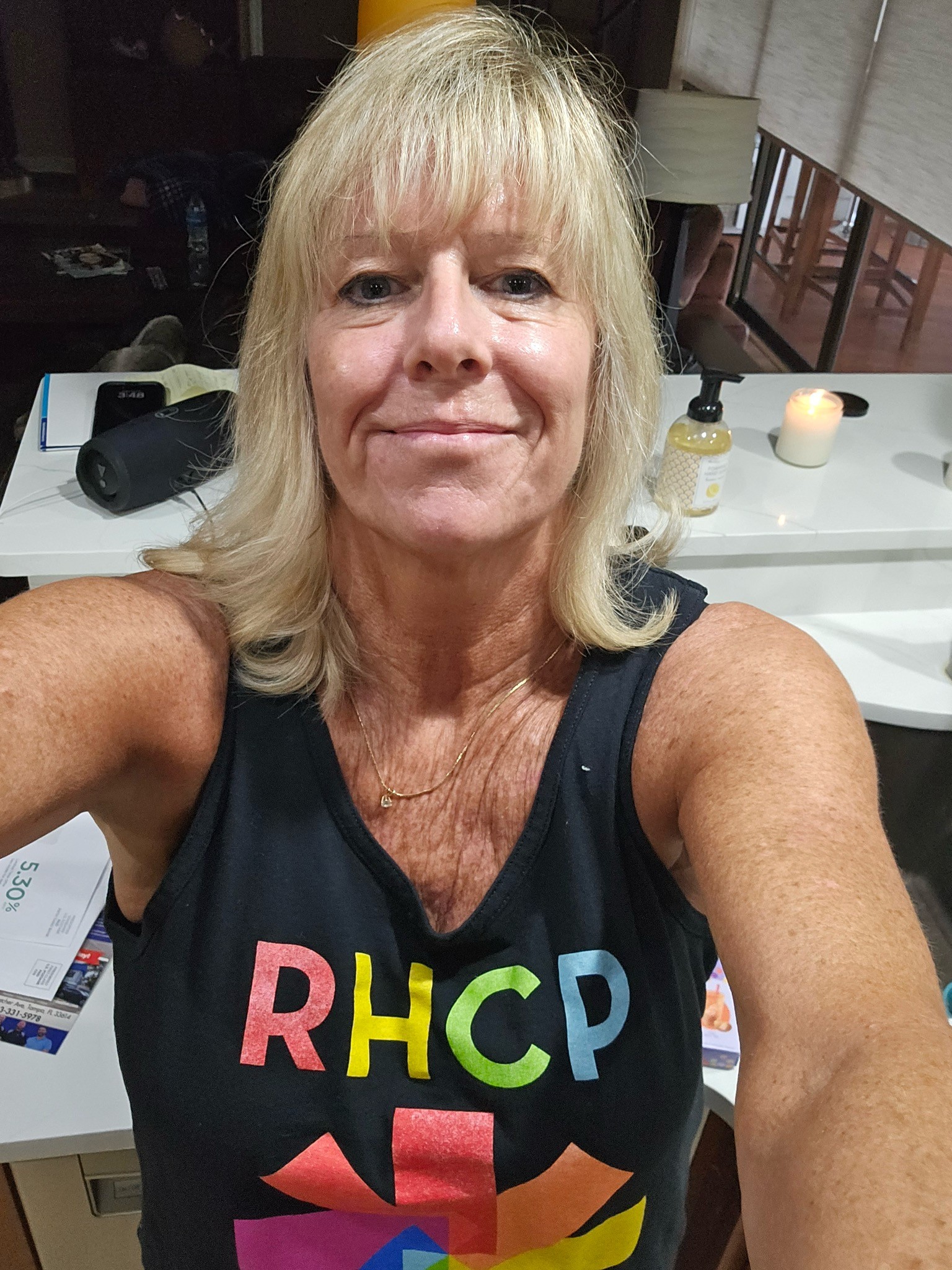 Erin getting ready for a Red Hot Chili Peppers concert