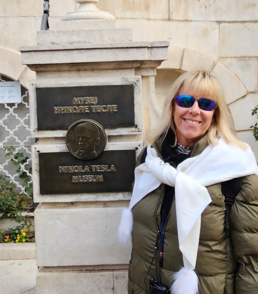 Erin at the Nicholas Tesla museum in Serbia. Traveled via the Gratitude Cruise line with sober friends.