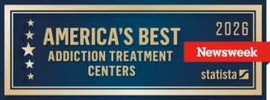 Newsweek America's Best Addiction Treatment Centers 2026 accreditation badge (Newsweek 2026 rankings)
