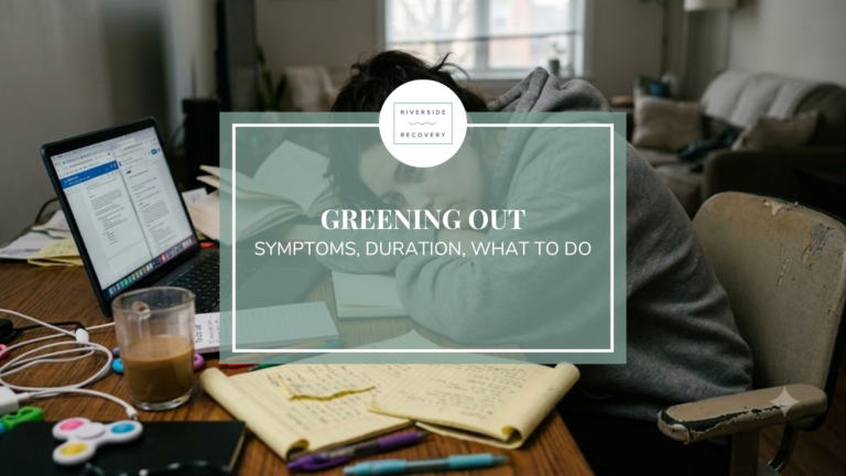 Adult slumped over a desk during the fatigue and cognitive fog that follow a greening out episode from too much THC